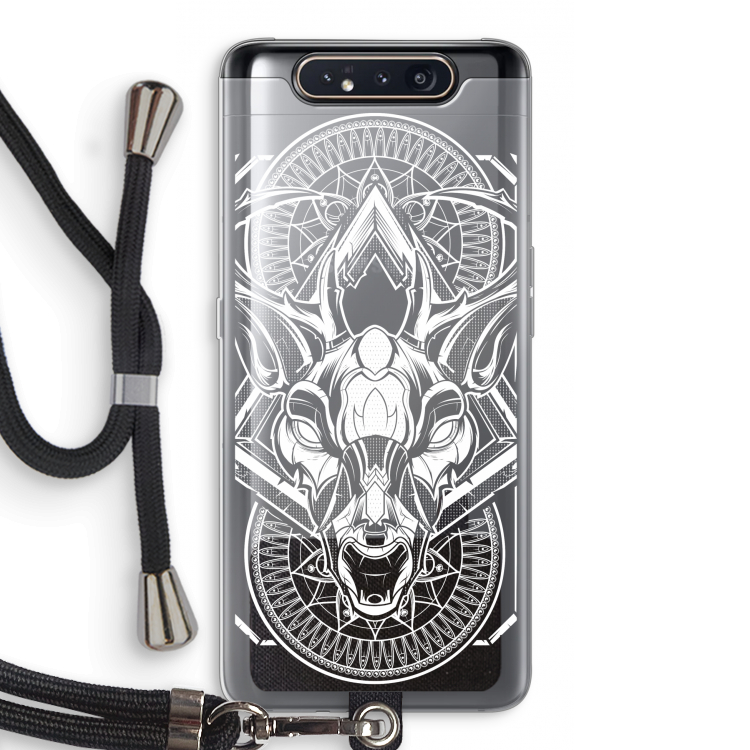 CaseCompany Oh Deer: Samsung Galaxy A80 Transparant Hoesje met koord