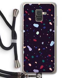 CaseCompany Dark Rounded Terrazzo: Samsung Galaxy A8 (2018) Transparant Hoesje met koord