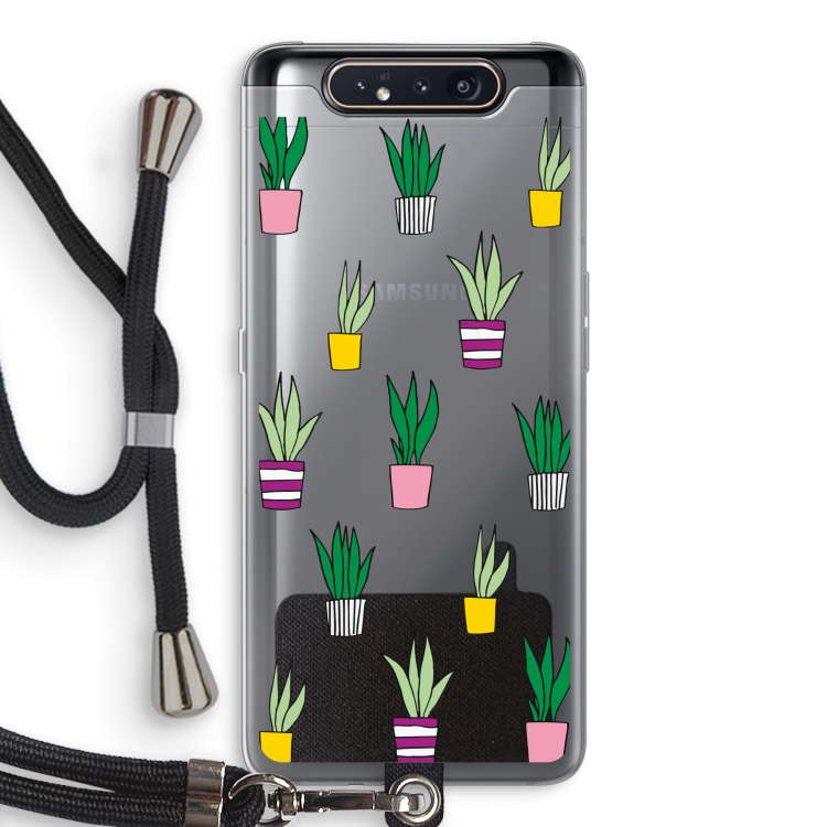CaseCompany Sanseveria: Samsung Galaxy A80 Transparant Hoesje met koord