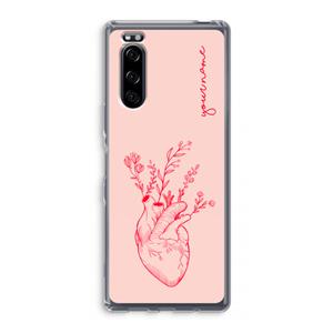 CaseCompany Blooming Heart: Sony Xperia 5 Transparant Hoesje