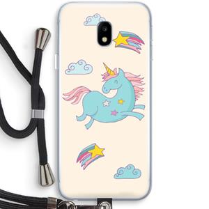 CaseCompany Vliegende eenhoorn: Samsung Galaxy J3 (2017) Transparant Hoesje met koord