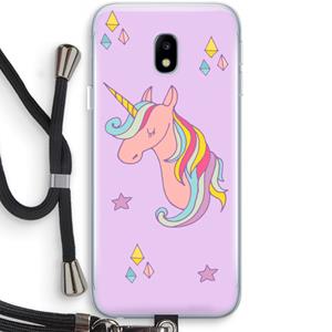 CaseCompany Roze eenhoorn: Samsung Galaxy J3 (2017) Transparant Hoesje met koord