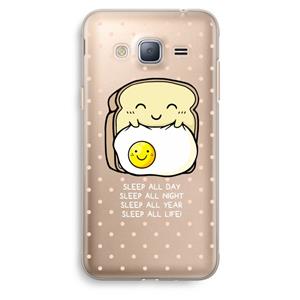 CaseCompany Sleep All Day: Samsung Galaxy J3 (2016) Transparant Hoesje