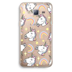 CaseCompany Rainbow Unicorn: Samsung Galaxy J3 (2016) Transparant Hoesje