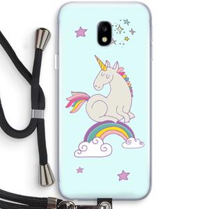 CaseCompany Regenboog eenhoorn: Samsung Galaxy J3 (2017) Transparant Hoesje met koord
