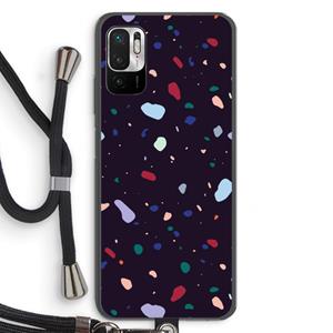 CaseCompany Dark Rounded Terrazzo: Xiaomi Redmi Note 10 5G Transparant Hoesje met koord