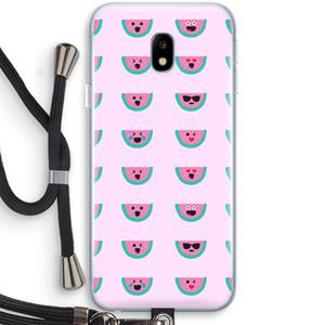 CaseCompany Smiley watermeloenprint: Samsung Galaxy J3 (2017) Transparant Hoesje met koord