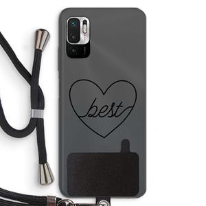 CaseCompany Best heart black: Xiaomi Redmi Note 10 5G Transparant Hoesje met koord