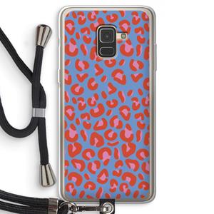 CaseCompany Leopard blue: Samsung Galaxy A8 (2018) Transparant Hoesje met koord