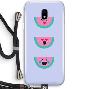 CaseCompany Smiley watermeloen: Samsung Galaxy J3 (2017) Transparant Hoesje met koord