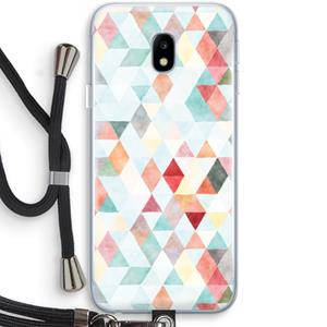 CaseCompany Gekleurde driehoekjes pastel: Samsung Galaxy J3 (2017) Transparant Hoesje met koord
