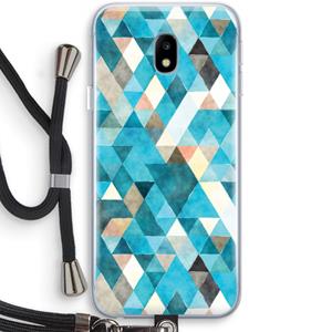 CaseCompany Gekleurde driehoekjes blauw: Samsung Galaxy J3 (2017) Transparant Hoesje met koord