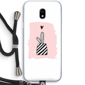 CaseCompany Zwart-wit cactus: Samsung Galaxy J3 (2017) Transparant Hoesje met koord