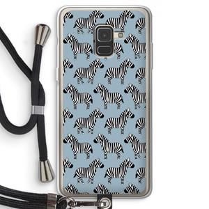 CaseCompany Zebra: Samsung Galaxy A8 (2018) Transparant Hoesje met koord