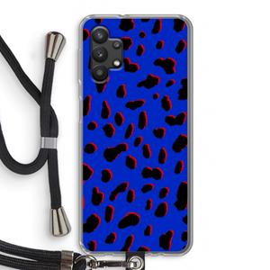 CaseCompany Blue Leopard: Samsung Galaxy A32 5G Transparant Hoesje met koord