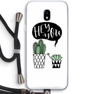 CaseCompany Hey you cactus: Samsung Galaxy J3 (2017) Transparant Hoesje met koord