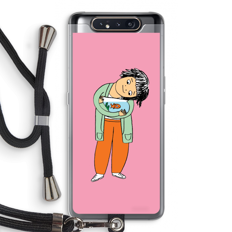 CaseCompany Visknuffel: Samsung Galaxy A80 Transparant Hoesje met koord