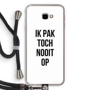CaseCompany Ik pak nooit op: Samsung Galaxy J4 Plus Transparant Hoesje met koord