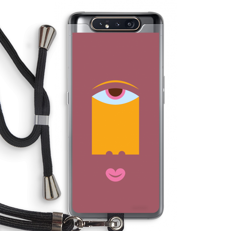 CaseCompany Mono V: Samsung Galaxy A80 Transparant Hoesje met koord