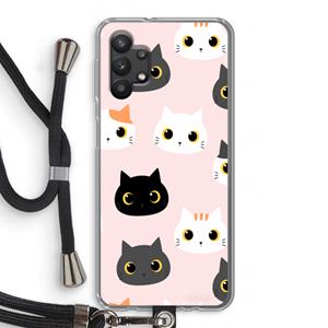 CaseCompany Katten: Samsung Galaxy A32 5G Transparant Hoesje met koord