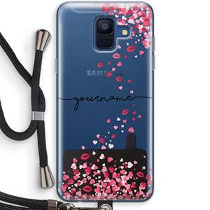 CaseCompany Hartjes en kusjes: Samsung Galaxy A6 (2018) Transparant Hoesje met koord