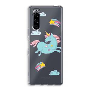 CaseCompany Vliegende eenhoorn: Sony Xperia 5 Transparant Hoesje