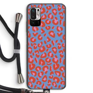 CaseCompany Leopard blue: Xiaomi Redmi Note 10 5G Transparant Hoesje met koord