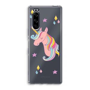 CaseCompany Roze eenhoorn: Sony Xperia 5 Transparant Hoesje