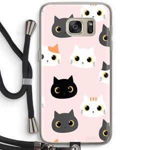 CaseCompany Katten: Samsung Galaxy S7 Transparant Hoesje met koord