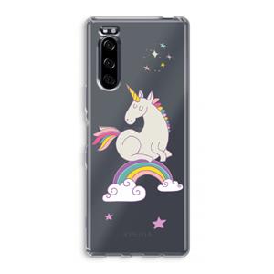 CaseCompany Regenboog eenhoorn: Sony Xperia 5 Transparant Hoesje