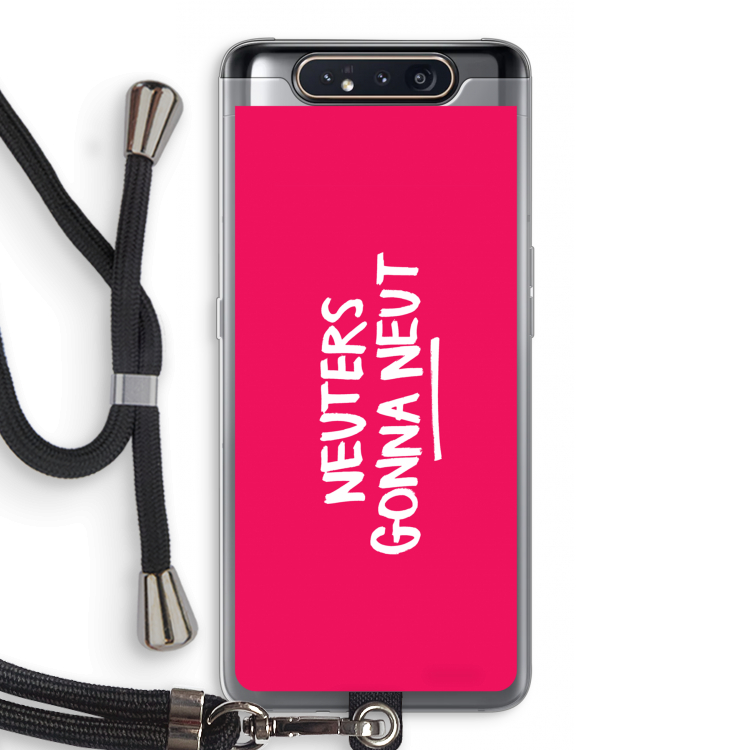 CaseCompany Neuters (roze): Samsung Galaxy A80 Transparant Hoesje met koord