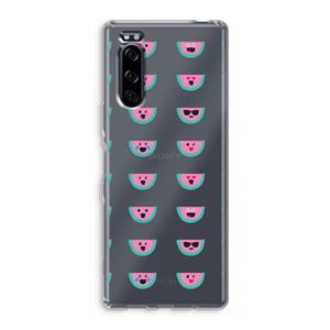 CaseCompany Smiley watermeloenprint: Sony Xperia 5 Transparant Hoesje