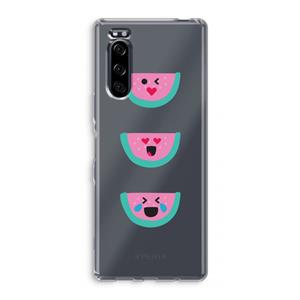 CaseCompany Smiley watermeloen: Sony Xperia 5 Transparant Hoesje