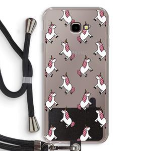 CaseCompany Eenhoorns overal: Samsung Galaxy J4 Plus Transparant Hoesje met koord