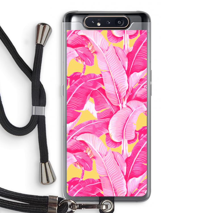 CaseCompany Pink Banana: Samsung Galaxy A80 Transparant Hoesje met koord