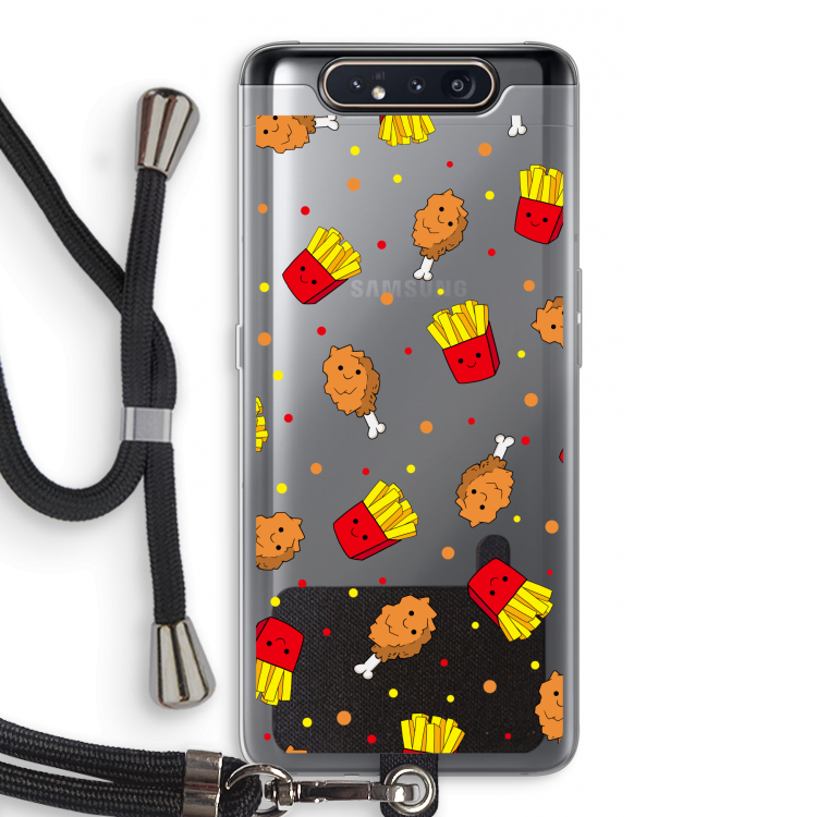 CaseCompany Chicken 'n Fries: Samsung Galaxy A80 Transparant Hoesje met koord