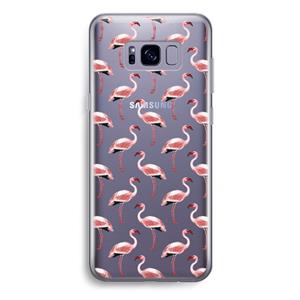CaseCompany Flamingoprint groen: Samsung Galaxy S8 Plus Transparant Hoesje
