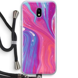CaseCompany Paarse stroom: Samsung Galaxy J3 (2017) Transparant Hoesje met koord