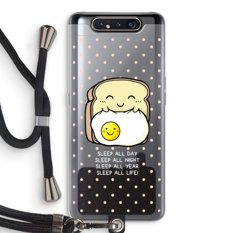 CaseCompany Sleep All Day: Samsung Galaxy A80 Transparant Hoesje met koord