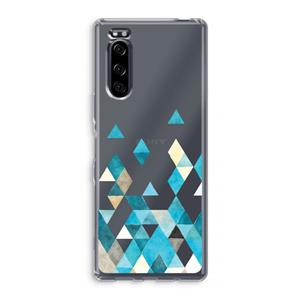 CaseCompany Gekleurde driehoekjes blauw: Sony Xperia 5 Transparant Hoesje