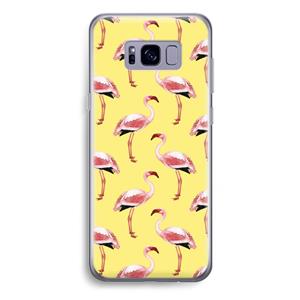 CaseCompany Flamingo's geel: Samsung Galaxy S8 Plus Transparant Hoesje