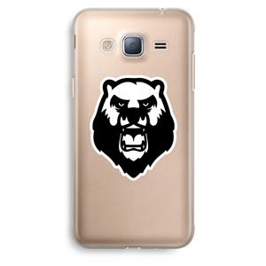 CaseCompany Angry Bear (white): Samsung Galaxy J3 (2016) Transparant Hoesje