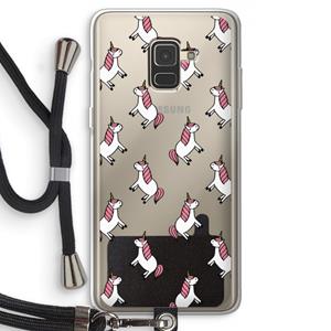 CaseCompany Eenhoorns overal: Samsung Galaxy A8 (2018) Transparant Hoesje met koord