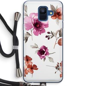 CaseCompany Geschilderde bloemen: Samsung Galaxy A6 (2018) Transparant Hoesje met koord