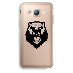 CaseCompany Angry Bear (black): Samsung Galaxy J3 (2016) Transparant Hoesje