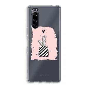 CaseCompany Zwart-wit cactus: Sony Xperia 5 Transparant Hoesje