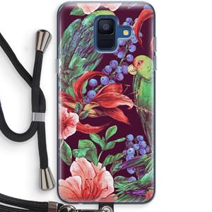 CaseCompany Papegaaien: Samsung Galaxy A6 (2018) Transparant Hoesje met koord