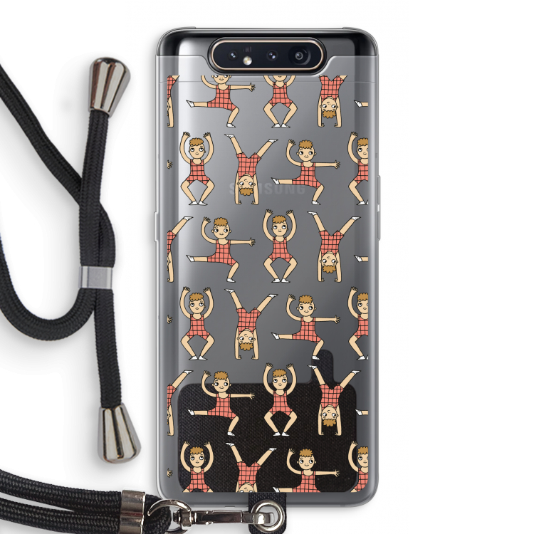 CaseCompany Gymboys: Samsung Galaxy A80 Transparant Hoesje met koord