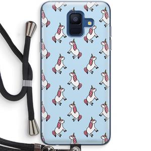 CaseCompany Eenhoorns overal: Samsung Galaxy A6 (2018) Transparant Hoesje met koord