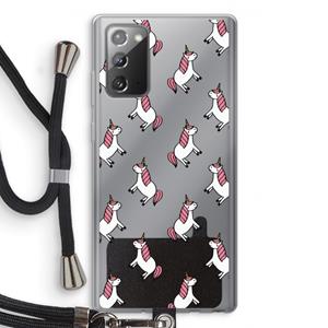 CaseCompany Eenhoorns overal: Samsung Galaxy Note 20 / Note 20 5G Transparant Hoesje met koord
